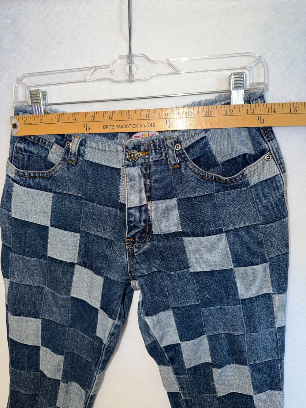 Vintage Zoey Beth Low Rise Patchwork Checkerboard Blue Jeans - Picture 6 of 11